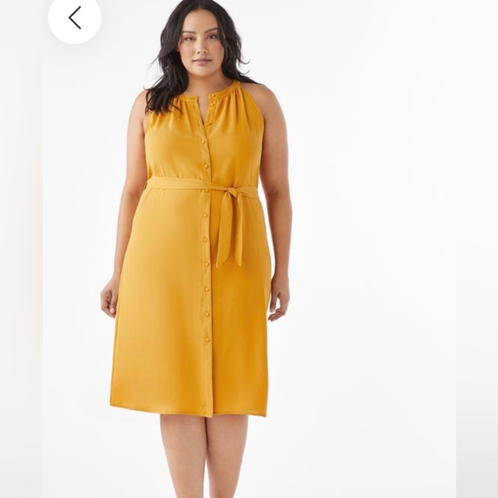 *NEW* Halter neck button down dress, Size: XXL, Color: Nugget Gold